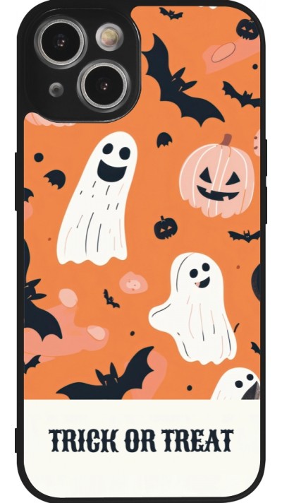 Coque iPhone 14 - Silicone rigide noir Halloween 2025 Trick treat