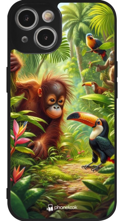 iPhone 14 Case Hülle - Silikon schwarz Tropischer Dschungel Tayrona