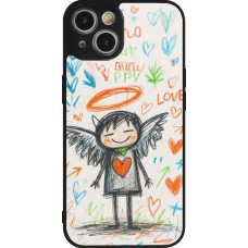 iPhone 14 Case Hülle - Silikon schwarz Little Angel Sketch Love
