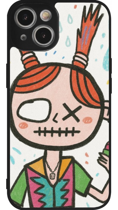 Coque iPhone 14 - Silicone rigide noir Little Girl Sketch