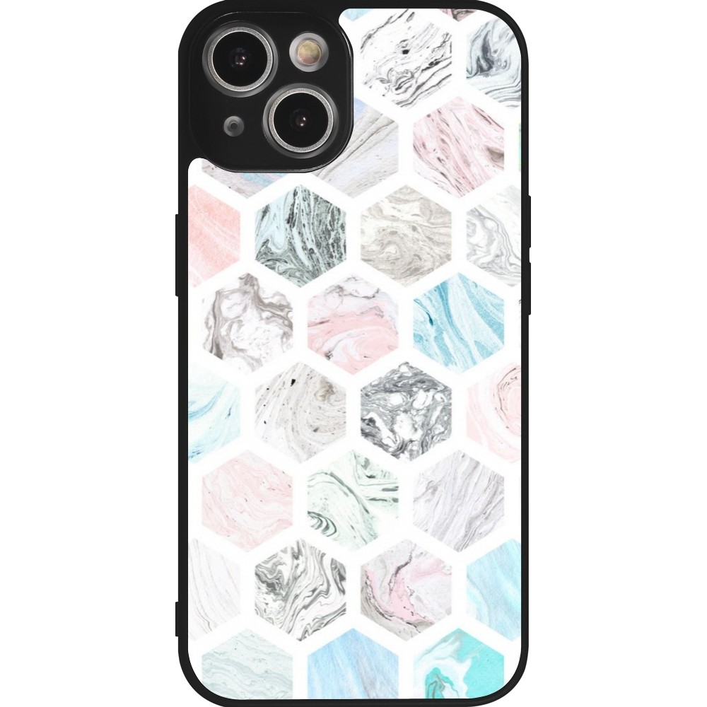 iPhone 14 Case Hülle - Silikon schwarz Marble Everything