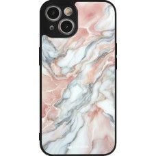 iPhone 14 Case Hülle - Silikon schwarz Rosa Leuchtender Marmor