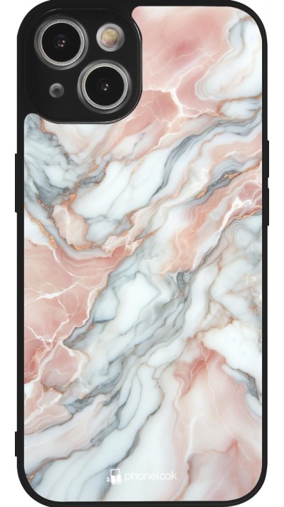 iPhone 14 Case Hülle - Silikon schwarz Rosa Leuchtender Marmor