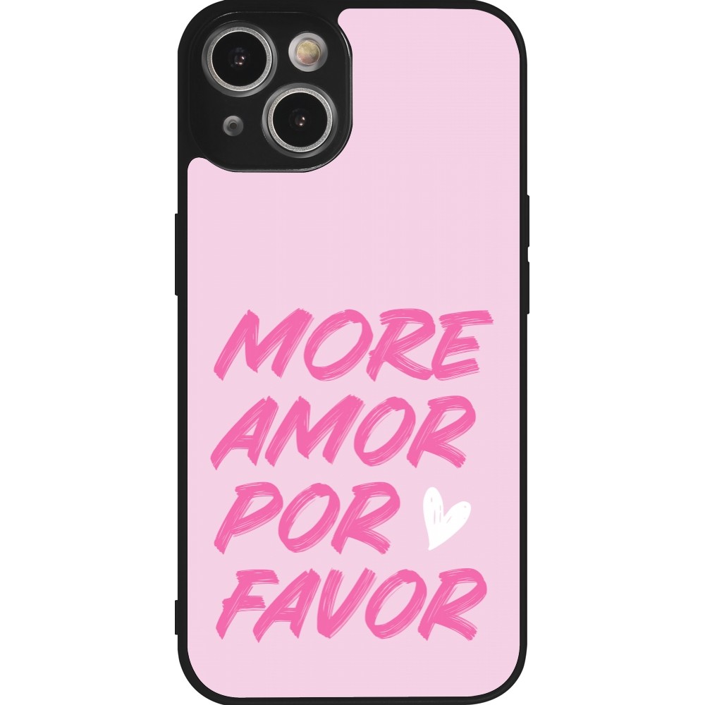 iPhone 14 Case Hülle - Silikon schwarz More amor porfavor