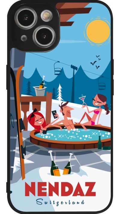 iPhone 14 Case Hülle - Silikon schwarz Nendaz Mountain Jacuzzi