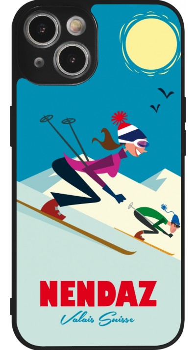 iPhone 14 Case Hülle - Silikon schwarz Nendaz Ski Downhill