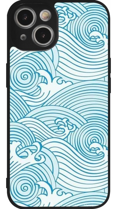 iPhone 14 Case Hülle - Silikon schwarz Ocean Waves