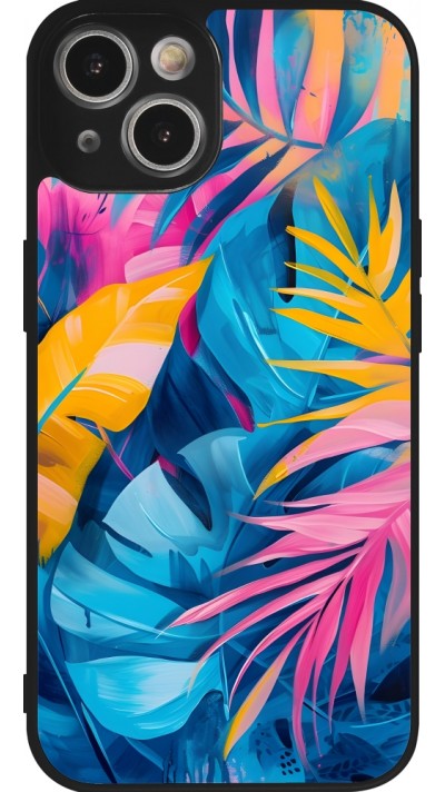 iPhone 14 Case Hülle - Silikon schwarz Palms Blue