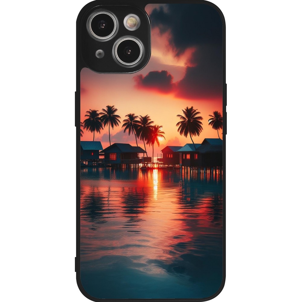 iPhone 14 Case Hülle - Silikon schwarz Paradies Malediven