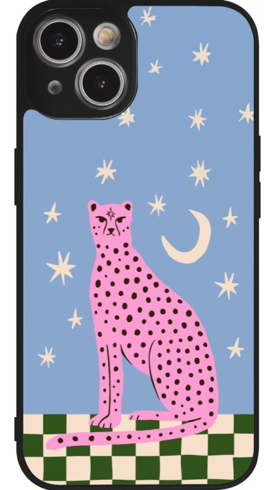 iPhone 14 Case Hülle - Silikon schwarz Pink leopard with stars 2026