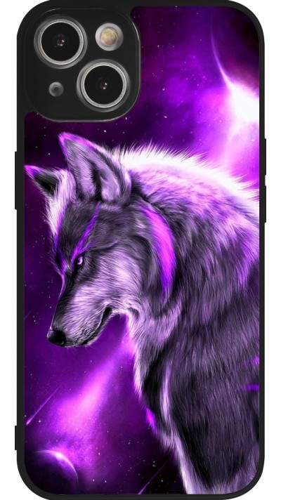 iPhone 14 Case Hülle - Silikon schwarz Purple Sky Wolf