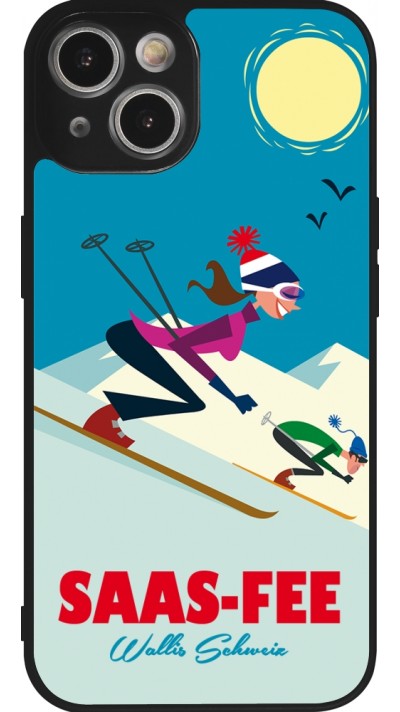 iPhone 14 Case Hülle - Silikon schwarz Saas-Fee Ski Downhill