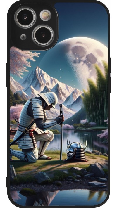 iPhone 14 Case Hülle - Silikon schwarz Samurai Katana Mond