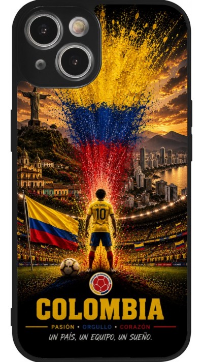 iPhone 14 Case Hülle - Silikon schwarz Fussball Kolumbien splash 2026