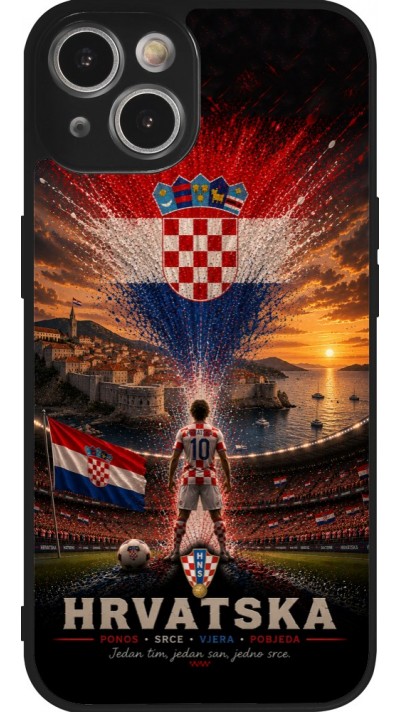 iPhone 14 Case Hülle - Silikon schwarz Fussball Kroatien splash 2026