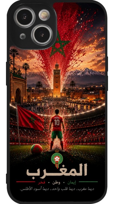 iPhone 14 Case Hülle - Silikon schwarz Fussball Marokko splash 2026