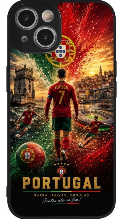 iPhone 14 Case Hülle - Silikon schwarz Fussball Portugal splash 2026