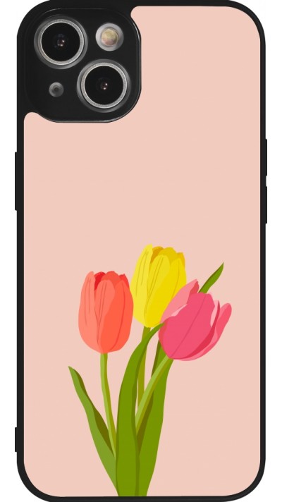 iPhone 14 Case Hülle - Silikon schwarz Spring 23 tulip trio