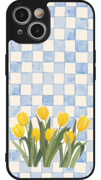 iPhone 14 Case Hülle - Silikon schwarz Blue vichy tulips 2026