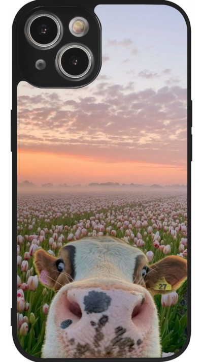 iPhone 14 Case Hülle - Silikon schwarz Cow with tulips 2026