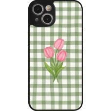 iPhone 14 Case Hülle - Silikon schwarz Green vichy tulips 2026