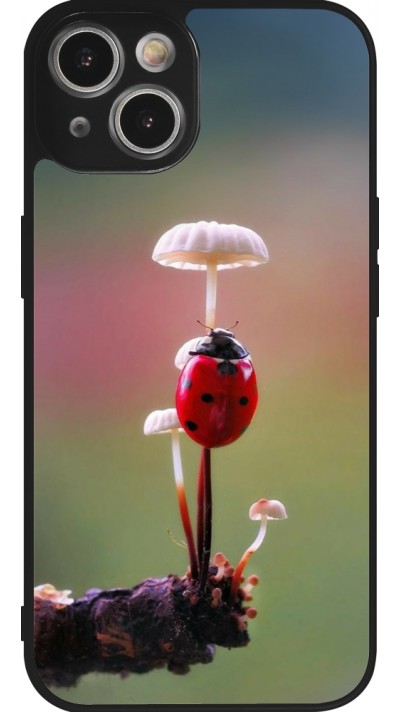 iPhone 14 Case Hülle - Silikon schwarz Ladybird on a mushroom 2026