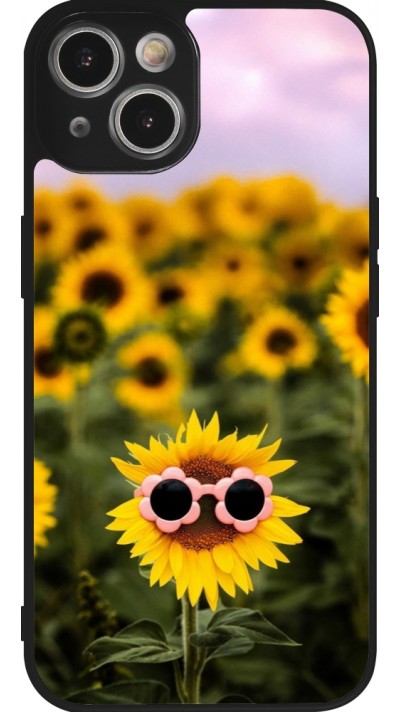 iPhone 14 Case Hülle - Silikon schwarz Sunflower with glasses 2026