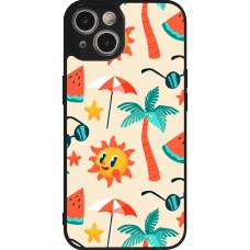 iPhone 14 Case Hülle - Silikon schwarz Summer 2025 Pattern soleil