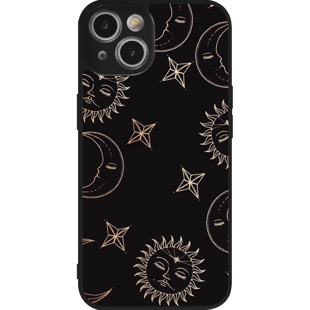 iPhone 14 Case Hülle - Silikon schwarz Suns and Moons