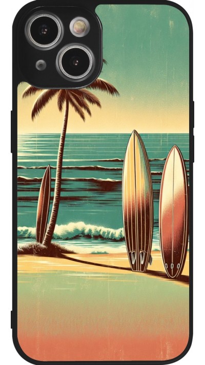 iPhone 14 Case Hülle - Silikon schwarz Surf Paradise