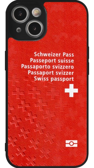 iPhone 14 Case Hülle - Silikon schwarz Swiss Passport