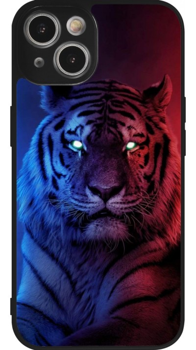 iPhone 14 Case Hülle - Silikon schwarz Tiger Blue Red