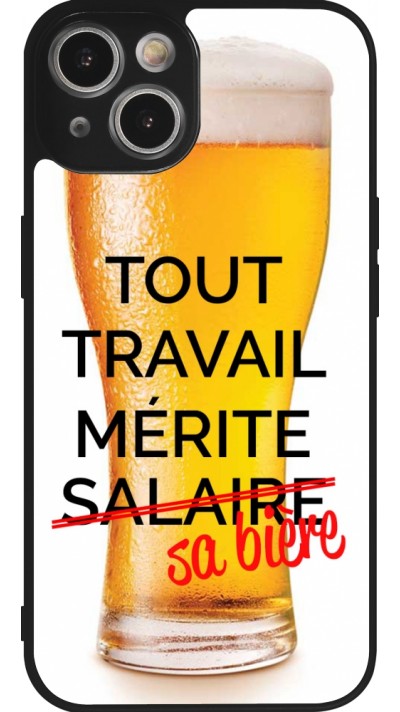 iPhone 14 Case Hülle - Silikon schwarz Tout travail mérite sa bière