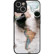 iPhone 14 Case Hülle - Silikon schwarz Travel 01