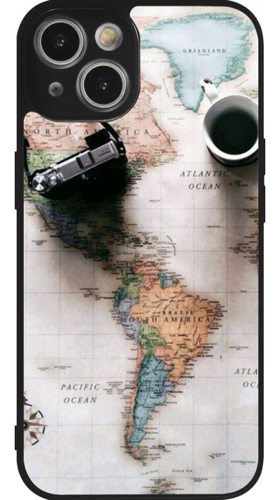 iPhone 14 Case Hülle - Silikon schwarz Travel 01