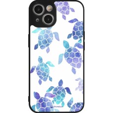 iPhone 14 Case Hülle - Silikon schwarz Turtles pattern watercolor