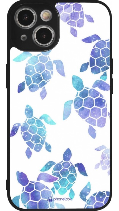 iPhone 14 Case Hülle - Silikon schwarz Turtles pattern watercolor