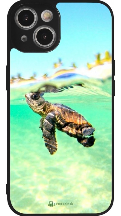 iPhone 14 Case Hülle - Silikon schwarz Turtle Underwater