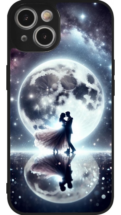 iPhone 14 Case Hülle - Silikon schwarz Valentin 2024 Liebe unter dem Mond