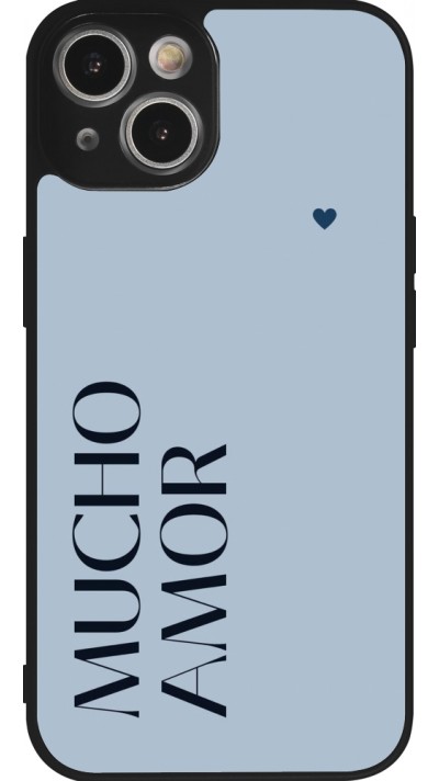 iPhone 14 Case Hülle - Silikon schwarz Valentine 2024 mucho amor azul