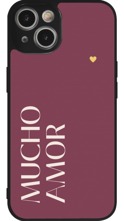 iPhone 14 Case Hülle - Silikon schwarz Valentine 2024 mucho amor rosado