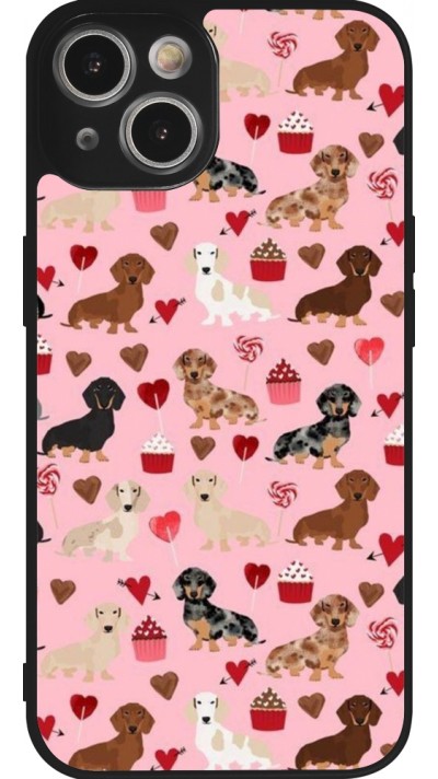 iPhone 14 Case Hülle - Silikon schwarz Valentine 2024 puppy love