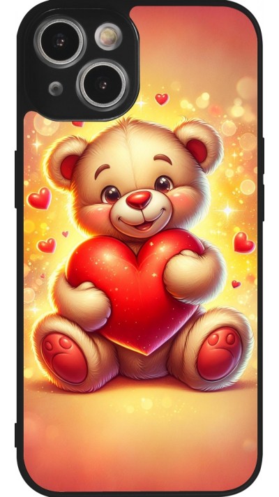 iPhone 14 Case Hülle - Silikon schwarz Valentin 2024 Teddy Liebe