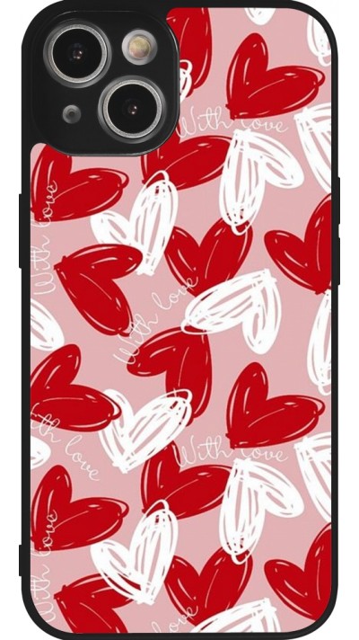 iPhone 14 Case Hülle - Silikon schwarz Valentine 2024 with love heart