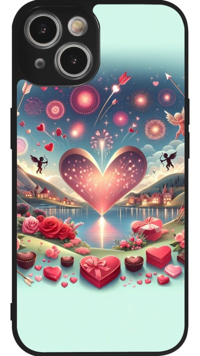 iPhone 14 Case Hülle - Silikon schwarz Valentin 2025 Schick