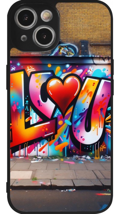 iPhone 14 Case Hülle - Silikon schwarz Valentin 2025 Liebe U Tag