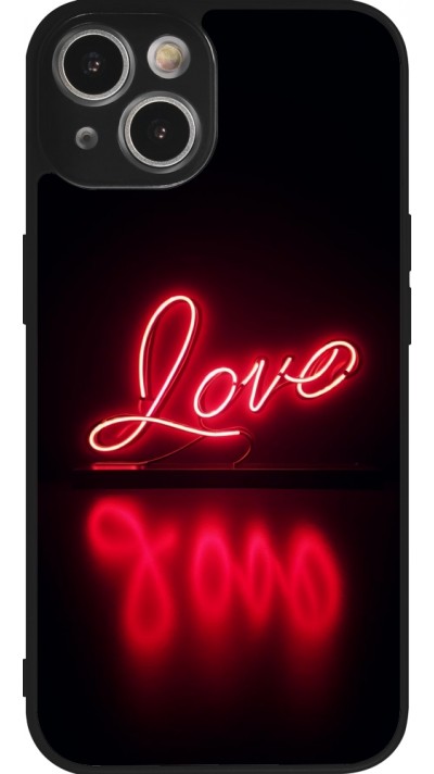 iPhone 14 Case Hülle - Silikon schwarz Valentine 2025 Neon Liebe