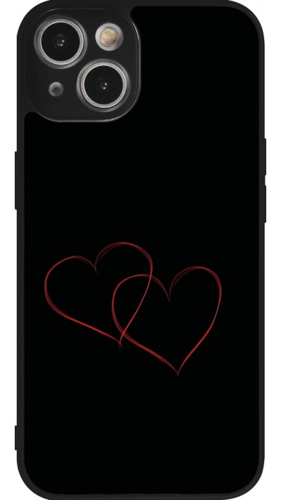 Coque iPhone 14 - Silicone rigide noir Valentine 2023 attached heart