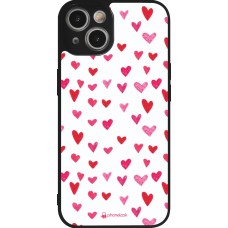 iPhone 14 Case Hülle - Silikon schwarz Valentine 2022 Many pink hearts