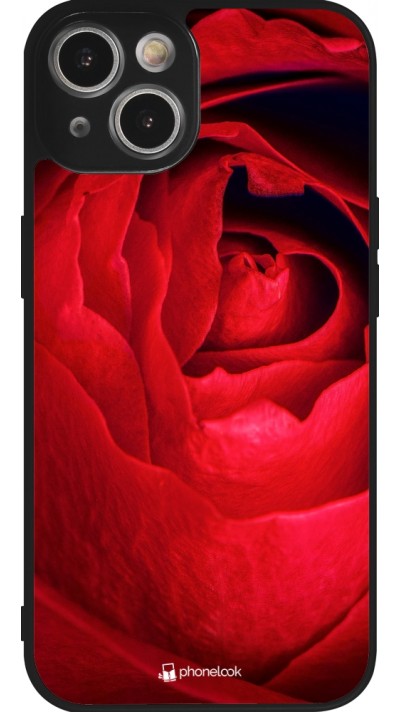 iPhone 14 Case Hülle - Silikon schwarz Valentine 2022 Rose